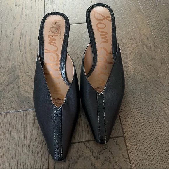 Sam Edelman Black Tev Kitten-Heel Mules Size 7.5 - Picture 7 of 10
